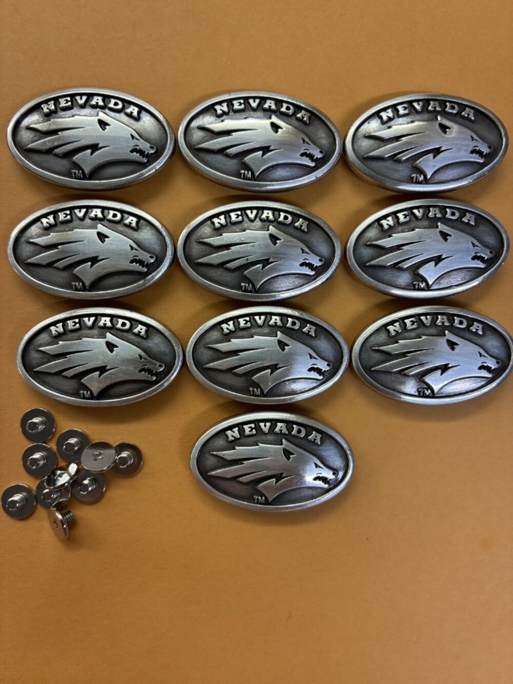 University of Nevada Reno Wolf Pack Conchos Lot 10 Screws 1-3/8 Inch New